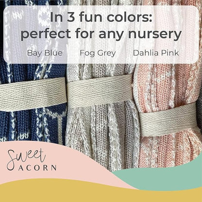 Knit Baby Blanket in Geometric Pattern, Organic Cotton Blankets for Crib or Stroller, Receiving Blankets - Dahlia Pink