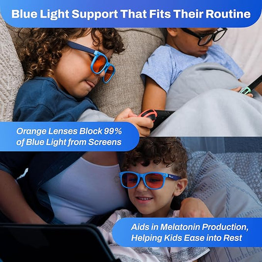 DefenderShield Blue Light Blocking Glasses Kid Series for Computer, Mobile, Gaming, Sleep-Purple - Anti Eye Strain, Headache