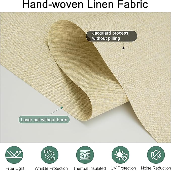BERISSA Light Filtering Roller Shades for Windows, Cordless With Cassette Valance, Linen Blinds, Thermal Insulation for Home Door Office - Beige, 39" W x 72" H