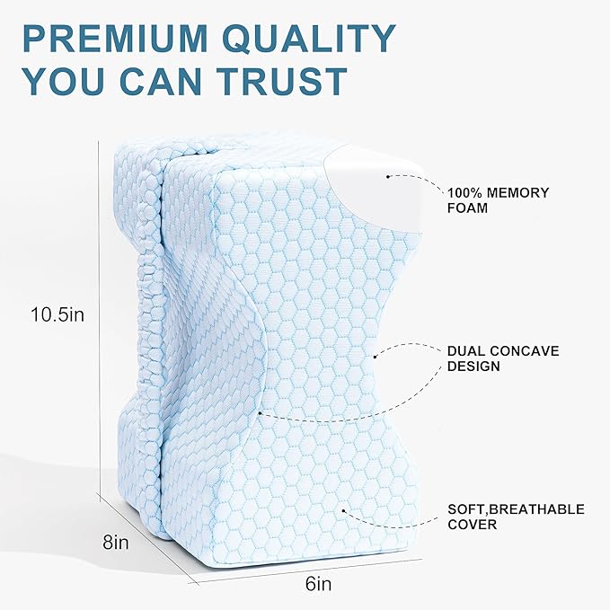 Knee Pillow for Side Sleepers,Cooling Leg Pillow for Sciatica, Knees,Back,Joints Between Legs,HIPS Pain Relief When Side Sleeping,Spine Aligning Support for Surgery Recovery, Pregnancy