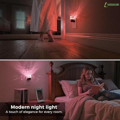 L LOHAS LED Night Light, Night Lights Plug into Wall with 10 Color Change RBG Nightlight Plug in Wall, Built in Dusk to Dawn Sensor for Hallway, Bathroom, Rooms