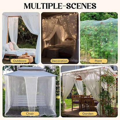 4 Corners White Bed Canopy Curtains for Single Twin Full Size, Mosquito Net Rectangular Bed Drapes for Bedroom Home Indoor Patio Outdoor Decoration(L79 X W47 X H59 Inch)