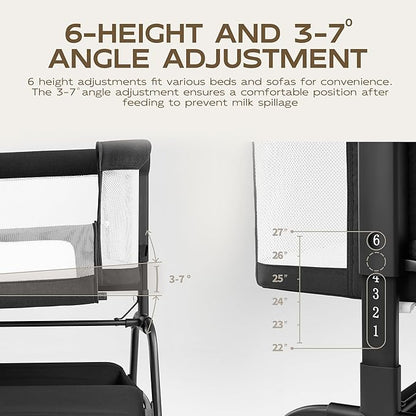 BabyBond Baby Bassinet, 3 in 1 Bassinet Bedside Sleeper with Washable Soft Mattress and Sheet, 6 Height Adjustable Bedside Crib, 4-Sided Mesh Bedside Bassinet for Baby