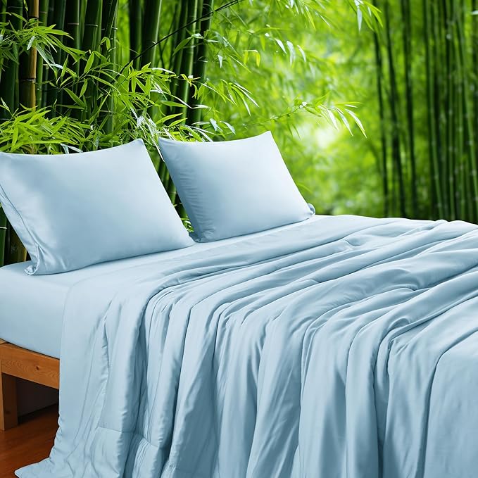 Bamboo Viscose All Season Comforter/Blanket - Ultra Soft & Breathable Comfort - Perfect Medium Weight for Snuggling Without Overheating - Enjoy Cozy Sleep All Night