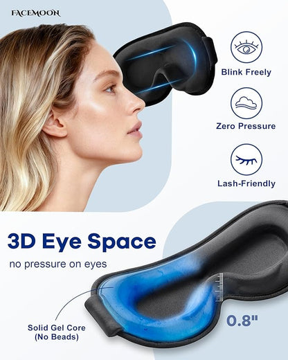 3D Weighted Cooling Gel Eye Mask – 6oz Weighted Eye Mask for Sleeping, 100% Blackout Gentle Pressure Sleep Mask, Ice Cold Gel, Eye Care, Migraine & Headache, Anxiety Relief Items for Women Men