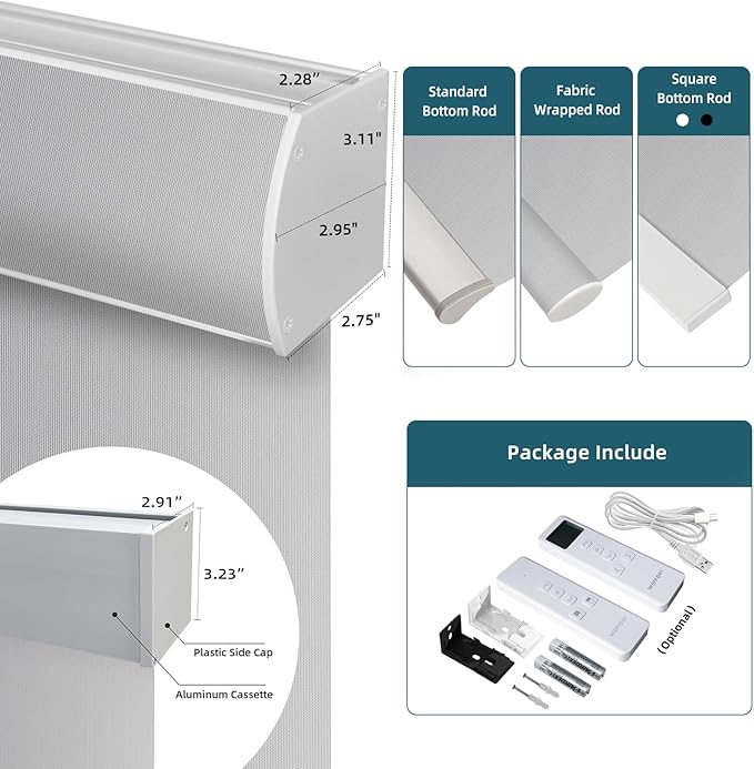 Motorized Light Filtering Roll Shades Work with HomeKit,Smart Blinds for Windows, Electric Blinds with Remote, APP/Voice Control, Automatic Solar Shades,1% Openness Aventus Light Grey
