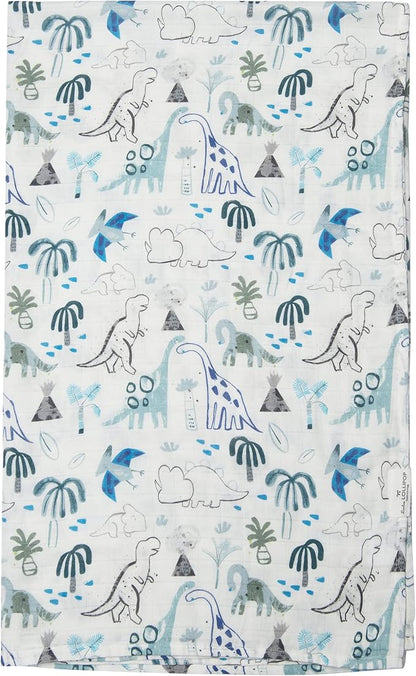 Loulou Lollipop Soft Baby Swaddle Blanket Muslin Wrap Receiving Blanket for Newborn to Toddler Girl and Boy, Large 47” by 47” - Dinosaurs