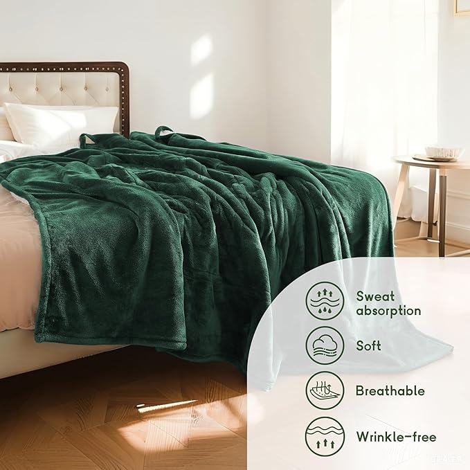 Heated Blanket Electric Blanket Full Size 72''x84'' with 5 Heating Levels, 10 Hour Auto Shut Off, Machine Washable, Flannel & Sherpa Soft Warming Blanket for Couch, Bed, Office - Grass Green