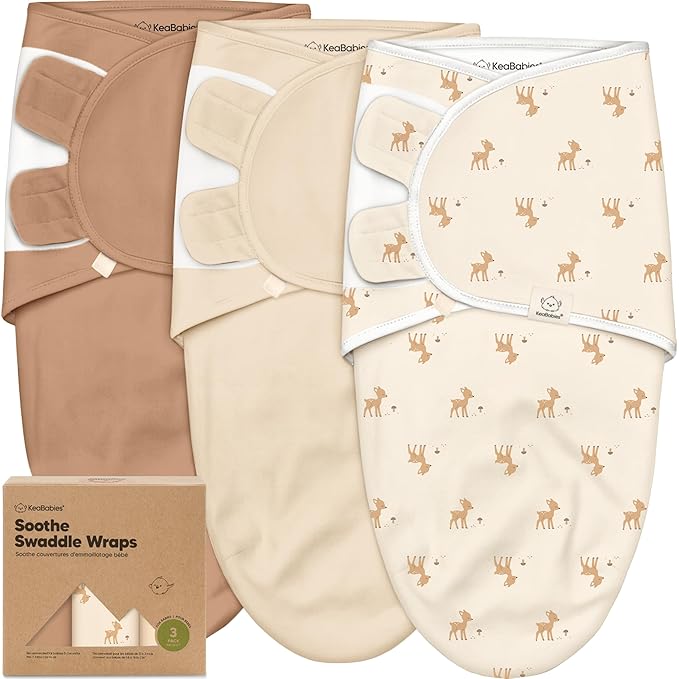 3-Pack Organic Baby Swaddle Sleep Sacks - Swaddles for Newborns, Infant 0-3 Months, Baby Girls, Boys, Soft & Snug Newborn Sleep Sack, Nursery Swaddling Blankets (Lil Fawn, OS)