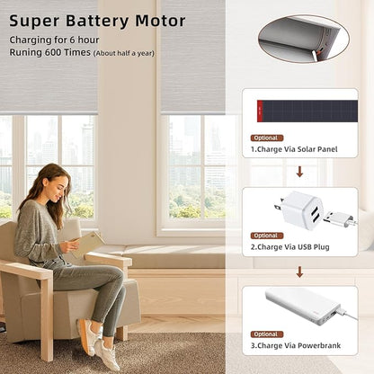 Motorized Blinds Roller Shade with Remote: Canisteo Automatic Smart Blind for Windows 100% Blackout, Electric Blinds Compatible with Alexa/Google Home/Apple Homekit, Customized Size, Pure Cream