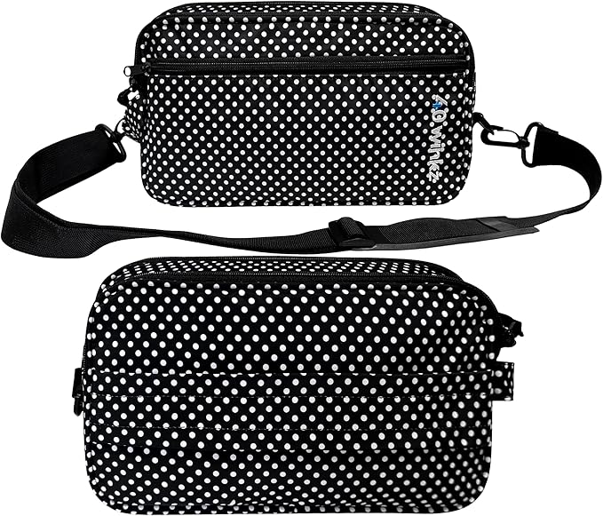40Winkz USA, Travel Carrying & storage bag compatible with ResMed AirMini Machine, Carrying Case with adjustable shoulder strap and luggage strap Black (Empty Bag Only) (Black & White)