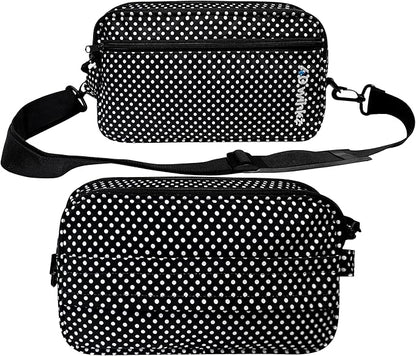 40Winkz USA, Travel Carrying & storage bag compatible with ResMed AirMini Machine, Carrying Case with adjustable shoulder strap and luggage strap Black (Empty Bag Only) (Black & White)