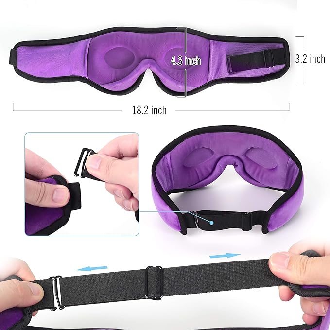 Sleep Headphones 3D Sleep Mask with Bluetooth 5.4 Headphones for Side Sleepers, Wireless Music Headband with Ultra-Thin Stereo Speakers, Long Playtime Battery Adjustable & Blackout for Men Women