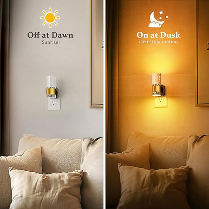 JandCase Night Light, Automatic Night Lights Plug into Wall, 2 Pack Dimmable LED Night Light with Adjustable Brightness, Night Lights Plug in with Auto Light Sensor, Amber for Bathroom Hallway Decor