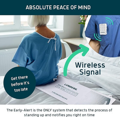 Lunderg Early Alert Bed Alarm for Elderly Adults - Wireless Sensor Pad & Pager - with Pre-Alert Smart Technology - Safety Bed Alarms and Fall Prevention for Elderly and Dementia Patients (Pack of 2)