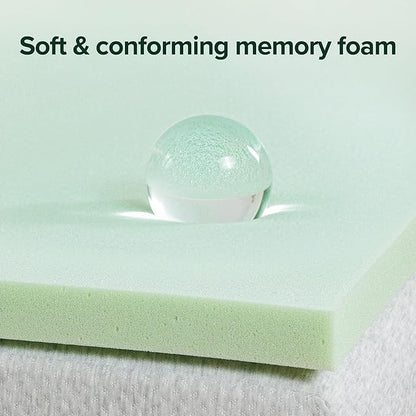 ZINUS 1.5 Inch Green Tea Memory Foam Mattress Topper, Pressure-Relieving Layer, Ideal for Back Pain Relief, Compact WONDERBOX Packaging, CertiPUR-US Certified, Full