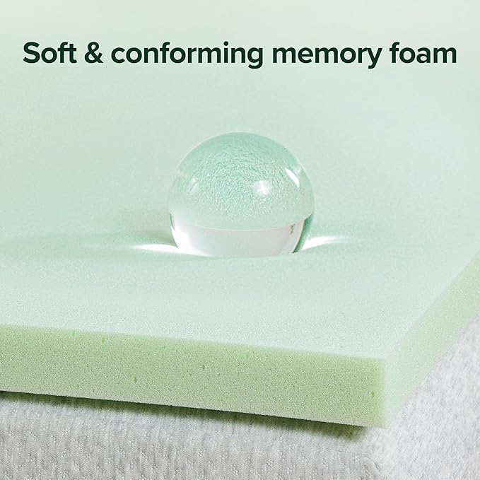 ZINUS 2 Inch Green Tea Memory Foam Mattress Topper, Pressure-Relieving Layer, Ideal for Back Pain Relief, Compact WONDERBOX Packaging, CertiPUR-US Certified, King