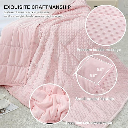 Alomidds Weighted Blanket (60"x80",15lbs Queen Size - Pink), Weighted Blankets for Adults, Cooling Breathable Soft and Comfort Minky, Heavy Blanket Microfiber Material with Glass Beads