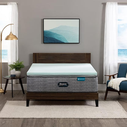 Beautyrest Thermagel Deluxe Cooling Pressure-Relieving Memory Foam Mattress Topper, Twin XL, 2-Inch Blue
