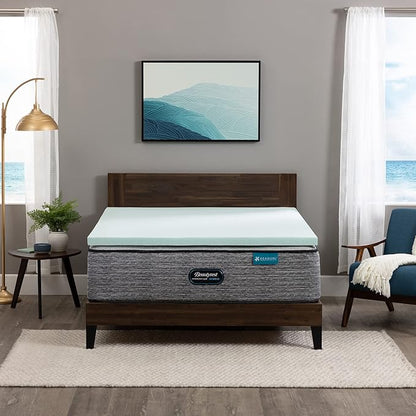 Beautyrest Thermagel Deluxe Cooling Pressure-Relieving Memory Foam Mattress Topper, Full, 2-Inch, Blue