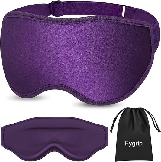 3D Eye Mask Sleep Mask for Men & Women, 100% Pressure-Free & Light Block-Out Eye Mask for Sleep with Easy Adjustable Strap, Night Eye Cover for Travel, Purple