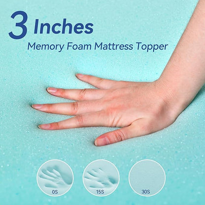 3 Inch Gel Memory Foam Mattress Topper Twin XL Size for Back Pain, Cooling Mattress Pad Bed Topper with Removable and Washable Bamboo Cover, CertiPUR-US & Oeko-Tex Certified – White