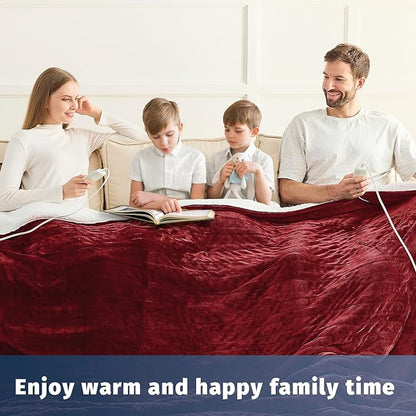Heated Electric Blanket Queen Size - 84" x 90" Heating Blanket with Dual Control, 10 Heating Levels & 8 Hours Auto Off, Soft Warm Flannel Blanket, Christmas Birthday Gifts for Senior Grandma