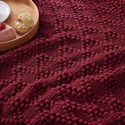 Knitted Weighted Blanket for Adult, Chunky Knit Weighted Throw for Sleep 36"*48" 3lbs, Cooling Breathable Heavy Blanket Machine Washable Blanket for Room Decor(Red)