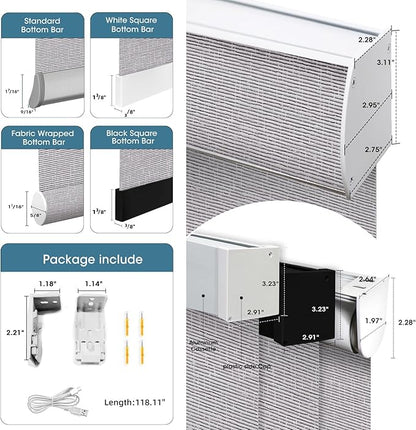 SmartWings Motorized Light Filtering Shades, 70% Blackout, Custom Size, Rechargeable Battery, Works with Matter/Apple HomeKit, Alexa, Thread/Zigbee, Remote Optional, 70% Safari Rock Grey
