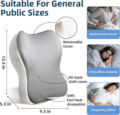Knee Pillow for Side Sleepers, Memory Foam, Bolster Between Legs, Hip,Side Leg Support, Comfortable Positioning Elevation Pillow for Adults, Wider Contact Ergonomic Design