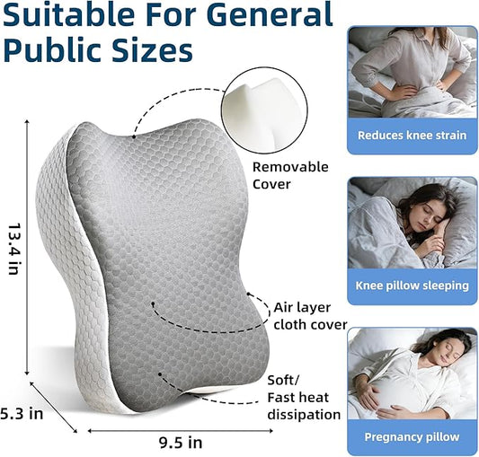 Knee Pillow for Side Sleepers, Memory Foam, Bolster Between Legs, Hip,Side Leg Support, Comfortable Positioning Elevation Pillow for Adults, Wider Contact Ergonomic Design