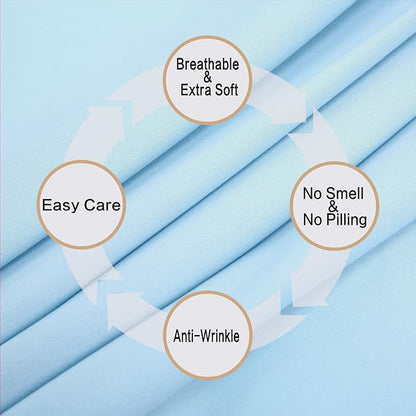 Best Season Bed Sheet Set - 1 Flat Sheet,1 Fitted Sheet and 1 Pillow Cases, Extra Soft Luxury Bedding Set,Deep Pockets,Wrinkle,Fade Resistant - Hypoallergenic- 3 Piece (Twin,Baby Blue)