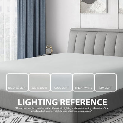 Cathay Home California King Fitted Sheet - Double Brushed Ultra Soft - Wrinkle & Fade Resistant - 21" Extra Deep Pocket Fitted Sheet Only - Good Fit for 19"-23" Deep Mattress (Cal King, Light Gray)
