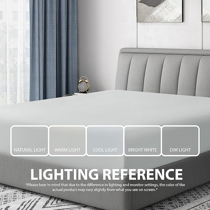 Cathay Home Twin Fitted Sheet - Double Brushed Ultra Soft – Wrinkle & Fade Resistant - 14" Standard Pocket Fitted Sheet Only - Good Fit for 12"-16" Deep Mattress (Twin, Light Gray)