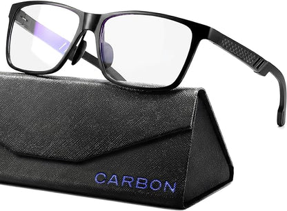 Carbon Blue Light Blocking Glasses Men for Computer, Gaming, Metal Frame Green Light Protection Night Driving Glasses for Man