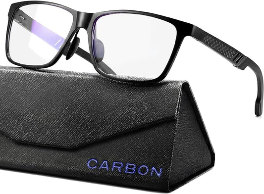 Carbon Blue Light Blocking Glasses Men for Computer, Gaming, Metal Frame Green Light Protection Night Driving Glasses for Man