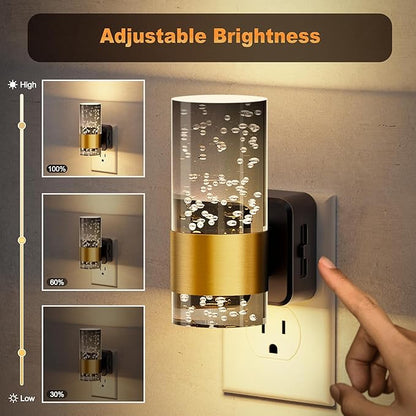 JandCase Night Lights Plug into Wall,2 Pack Automatic LED Night Light with 0-100LM Dimmable, 3000K Plug in Night Lights with Auto Light Sensor, for Bathroom Hallway Decor