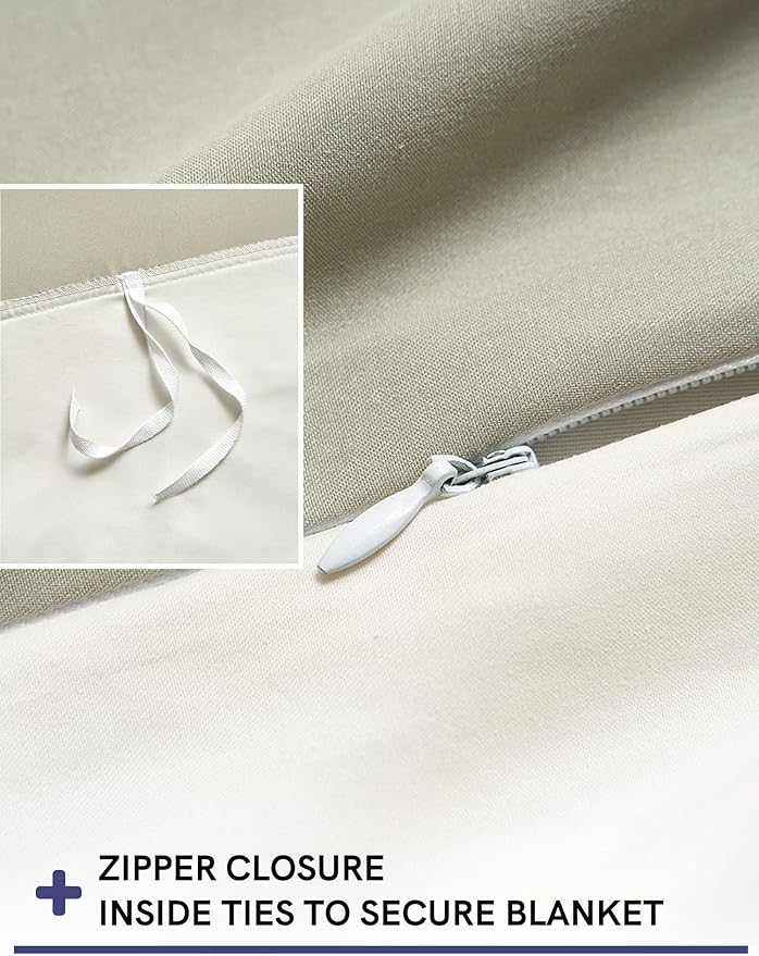 YnM Cotton/Polyester Duvet Cover for Weighted Blankets (Avocado/White Reversible, 48''x72'')