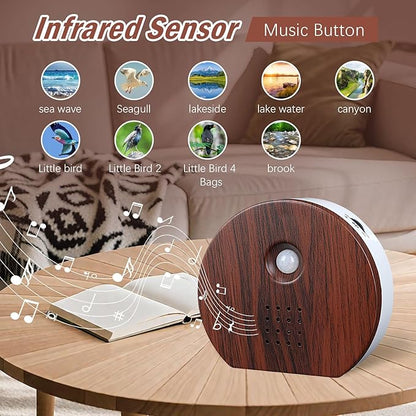 Singing Bird Box Original, Portable Bird Chirping Box with Motion Sensor & Timer & 9 Relaxing White Noise, Natural Sound Box Forest Source for Bathroom, Home, Baby, Adult, Travel Relaxing (0-90dB)