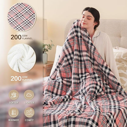 Homemate Electric Blanket Heated Throw - 50“x60“ Ultra Soft Cozy Flannel Heating Blanket with 10 Fast Heat Levels 8 Hours Auto Off Over-Heated Protection ETL Certification Keep Warm in Home Office