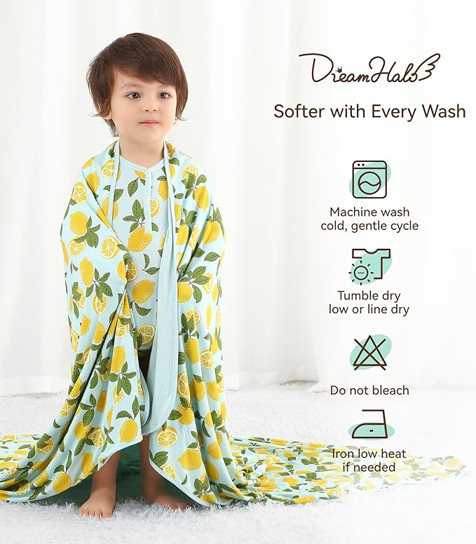Premium Baby Blankets, Soft Viscose from Bamboo Blanket for Boys and Girls, Nursery Crib Bedding Quilt for Newborn and Toddler, Cooling for Hot Sleepers, 50'' x 50'' Lemons