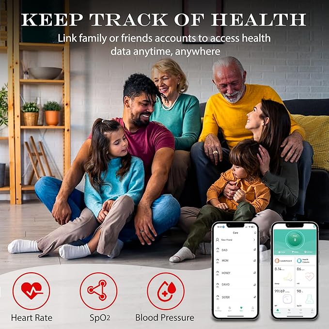 Smart Health Ring for Women Men Fitness Tracker with Heart Rate, Blood Oxygen, Blood Pressure, Sleep Monitoring, Step Counting, IP68 Waterproof for iOS and Android, No APP Fee, Gold 9