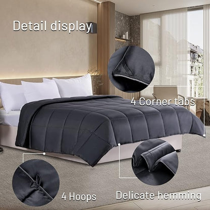 NEXHOME PRO Viscose from Bamboo Cooling Comforter, King Lightweight Down Alternative Organic Natural Duvet Insert,Summer Bedding Blanket Cool for Hot Sleepers,8 Corner Tabs Dark Grey 106x90