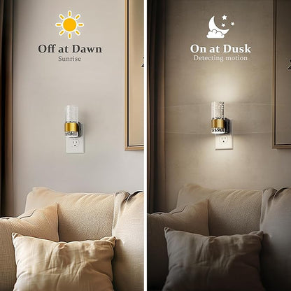JandCase Night Light, Night Lights Plug into Wall, 2 Pack Dimmable LED Night Light with Adjustable Brightness, Automatic Night Lights Plug in with Auto Light Sensor, 5000K for Bathroom Hallway Decor