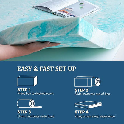 EGO Topper 3 Inch King Memory Foam Mattress Topper, Gel Foam Mattress Topper for Pressure Relief, Ventilated Design Bed Topper in a Box, CertiPUR-US Certified, 76"×80", Medium