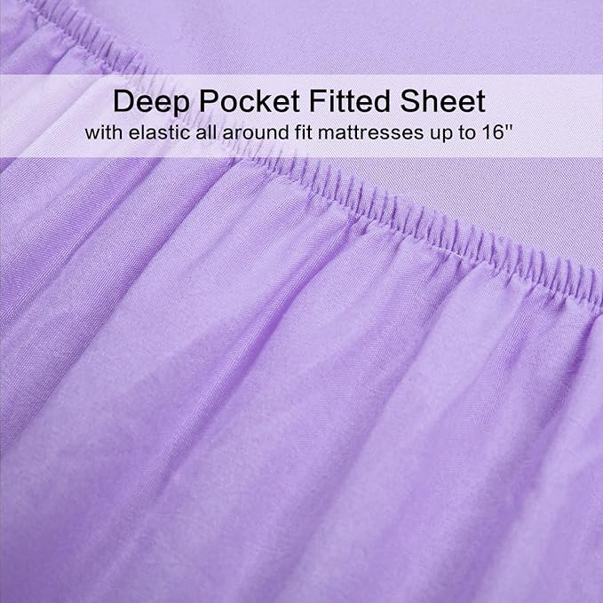 4 Piece Bed Sheet Set (Full,Lavender) 1 Flat Sheet,1 Fitted Sheet and 2 Pillow Cases,Brushed Microfiber Luxury Bedding with Deep Pockets