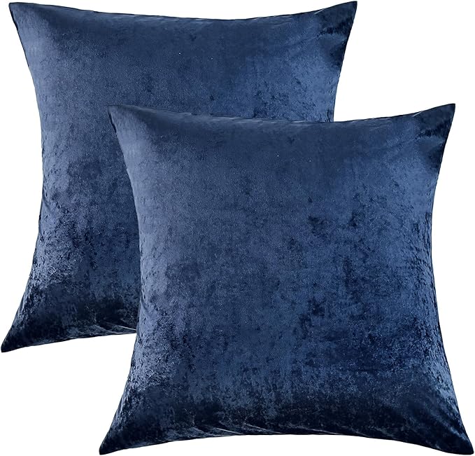 PHF Truly Velvet Throw Pillow Covers, 24"x24", No Insert, 2 Pack Color Gradient Cushion Covers, Ultra Soft Cozy Square Covers Shell for Home Decorative, No Shedding, No Pilling, Navy Blue