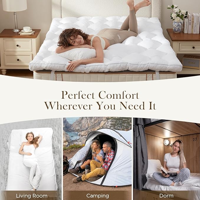 Decroom 3 Inch Memory Foam Mattress Topper Full for Back Pain Relief, Filled with Breathable Memory Foam Pillow Topper Soft Fluffy Supportive Bed Mattress Pad, 75x54x3 in