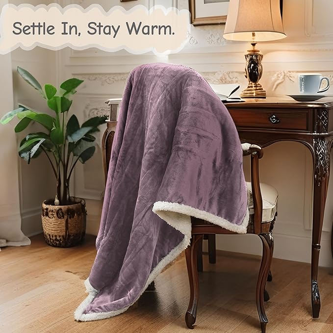 Electric Heated Blanket Queen Size 84"x90", Soft Flannel with Dual Controllers & Overheat Protection, 9 Adjustable Heat Settings & 10-Hour Auto-Off Timer, Fast Heating for Winter Comfort, Purple