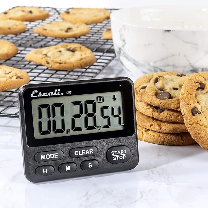 Escali Extra Loud Display Digital Kitchen Timer with Clock Mode, Recall Timer Magnetic Back